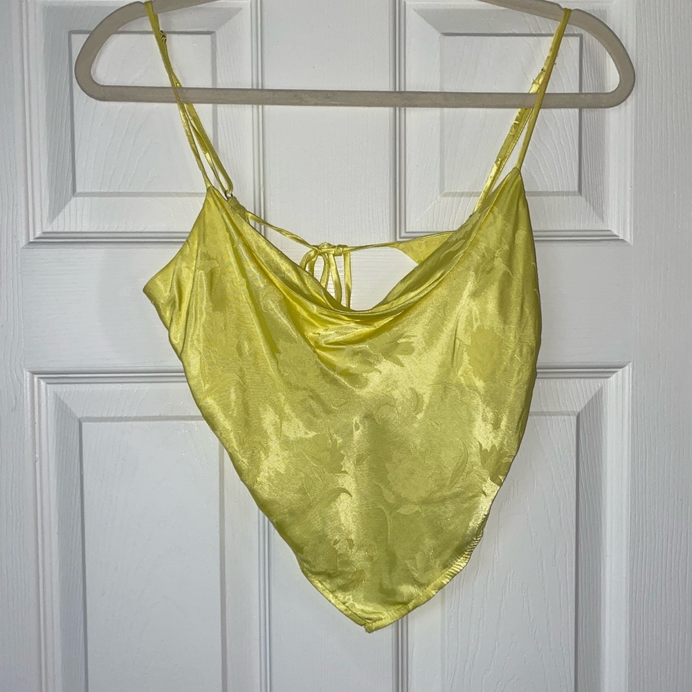 Satin Floral Handkerchief Crop Tank